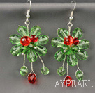 Fashion Style Light Green Series Green Colorful Crystal Flower Earrings