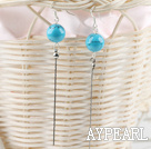lovely long style 12mm turquoise ball earrings