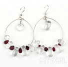 Large-diameter circle fashion crystal garnet earrings