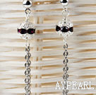 dangling style purple red rhinestone long earrings