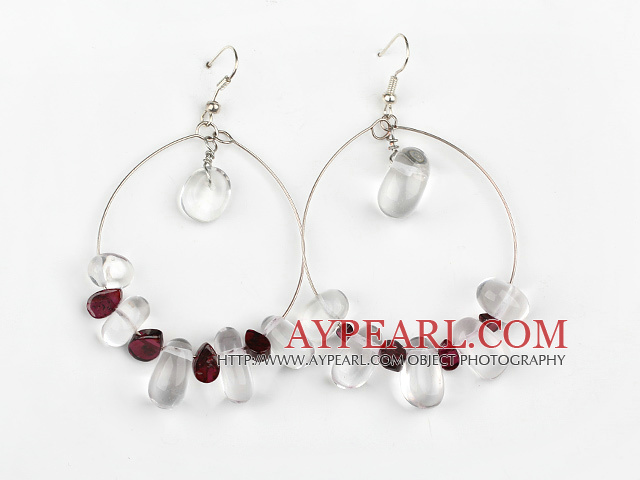 Large-diameter circle fashion crystal garnet earrings