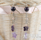 Long Style Pink Freshwater Pearl And Star Shape Amethyst Loop Chain Dangle Earrings
