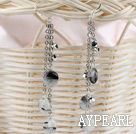 long style black rutilated quartz earrings