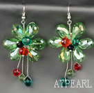 Fashion Style Apple Green Series Green Crystal Flower Earrings