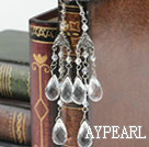 stunning drop shape clear crystal earrings 