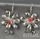 Fashion Style Gray Series Gray Crystal Flower Earrings