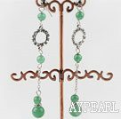 long dangling style aventurine earrings with rhinestone