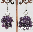 Nice Cluster Style 6Mm Round Amethyst Loop Dangle Earrings With Fish Hook