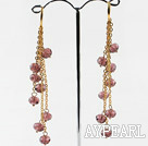gorgeous crystal long earrings on golden chain