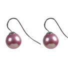 Classic Design Round Shape 10mm Pink Purple Seashell Beads Earrings