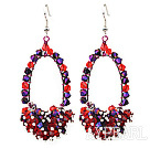 Fashion Style Red and Purple Series Crystal Cluster Earrings with Big Hoop