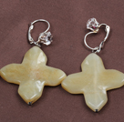 Wholesale Vintage Elegant Design Cross Flower Shape Three Colored Jade Earrings Earrings With Rhinestone Hook