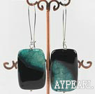 Wholesale Nice 24*40Mm Chunky Rectangle Rutilated Agate Dangle Earrings With Hoop Earwires