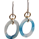 Simple Fashion Donut Shape Blue Agate Dangle Earrings