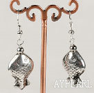 Lovely 10*20Mm Metal Fish Charm Dangle Earrings With Fish Hook