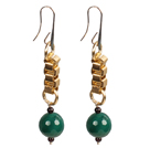 Wholesale Long Style Garnet Green Agate Dangle Earrings With Golden Charms