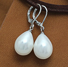 drop shape 12*16 mm white sea shell bead earrings