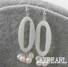 Fashion Large Loop White Shell And Freshwater Pearl Dangle Earrings With Fish Hook