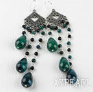 chandelier shape gorgeous black agate phoenix stone earrings