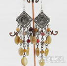 chandelier shape  vintage style three color jade earrings