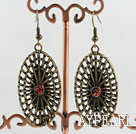 Cute New Style Oval Fan Shape Loop Bronze Copper Charm Earrings With Fish Hook