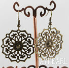 Beautiful Vintage Style Flower Shape Copper Dangle Earrings With Fish Hook