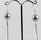 dangling style 12mm gray sea shell beads earrings