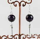 dangling style 12mm natural amethyst ball earrings 