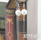 dangling style 12mm white sea shell ball earrings 
