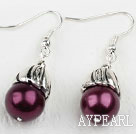 Simple Style Dark Purple Color Shell Beads Earrings