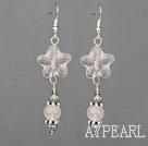 Wholesale Elegant Star And Round Shape Rose Quartz And Metal Charm Dangle Earrings With Fish Hook