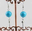 dangling style 12mm blue turquoise ball earrings 