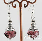 10*14mm faceted wine red crystal earrings with tibet silver charm