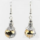 10*14mm faceted black crystal earrings with tibet silver charm