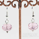 Nice Simple Style 12Mm Faceted Pink Color Crystal Dangle Earrings