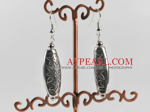 Nice Vogue Jewelry Ccb Silver Like Engraved Flower Dangle Earrings With Fish Hook