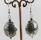 vogue jewelry silver like earrings with engraved print