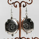 Simple Vogue Jewelry Ccb Silver Like Engraved Metal Charm Earrings With Fish Hook