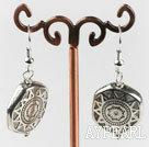 CCB silver like earrings with engraved print