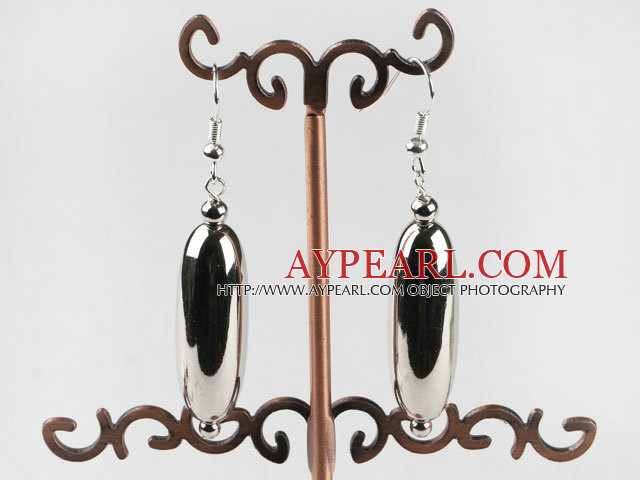 Lovely Long Melon Shape Shinning Ccb Silver Like Dangle Earrings With Fish Hook