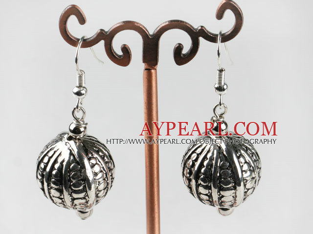 CCB silver like ball earrings with engraved print