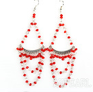 Wholesale Beautiful 4Mm Big Style Red Manmade Crystal Loop Dangle Earrings With Fish Hook