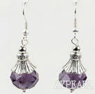 pretty purple color crystal ball earrings 