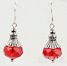 Pretty 10*14Mm Red Pink Crystal Ball Dangle Earrings With Fish Hook