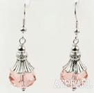 Pretty 10*14Mm Light Pink Crystal Ball Dangle Earrings With Fish Hook