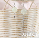 Lovely Long Simple Style 12Mm Jade Ball Dangle Earrings With Fish Hook