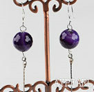 dangling style 12mm faceted purple agate ball earrings