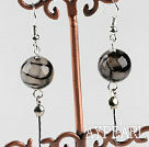 dangling style 12mm faceted serpentine agate ball earrings