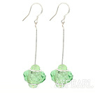 Fashion Apple Green Crystal And Long Metal Stick Dangle Earrings With Fish Hook