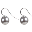 Classic Design Round Shape 10mm Light Gray Seashell Beads Earrings